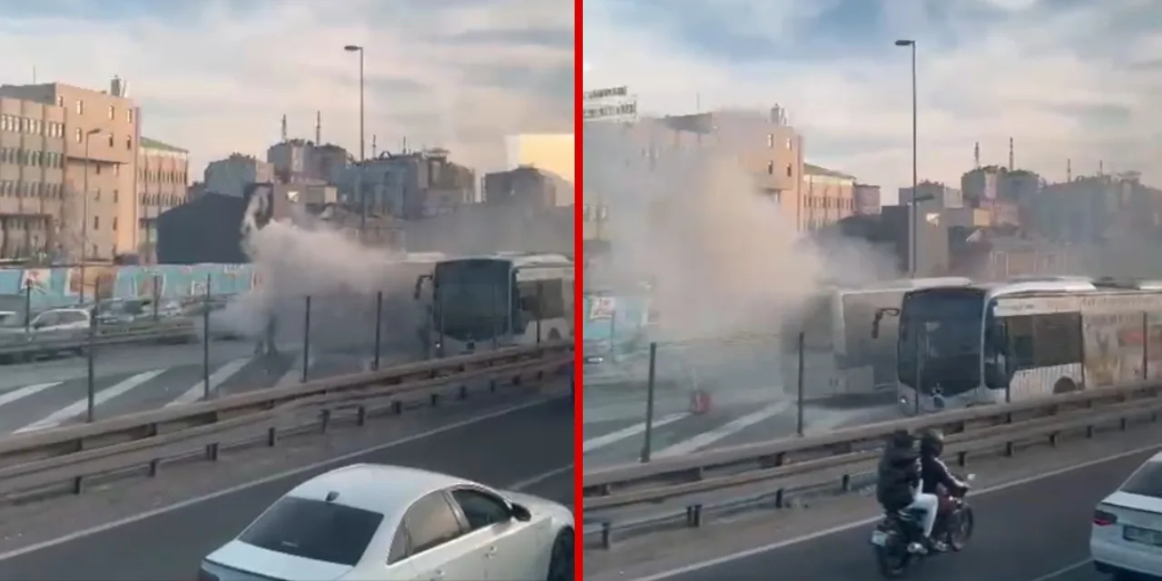Metrobüste yangın paniği!